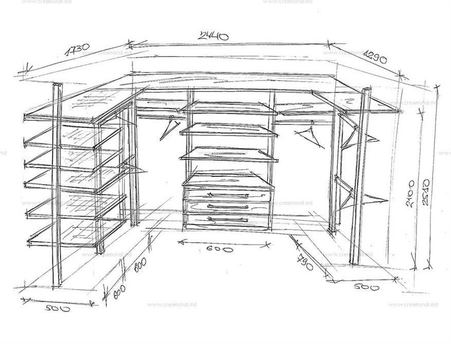 Гардеробная размеры схемы с размерами