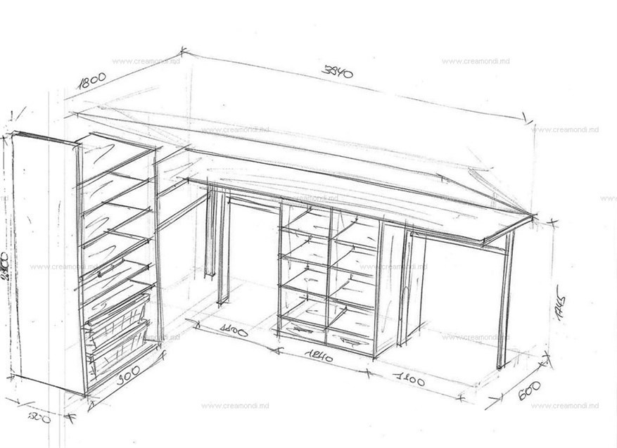 Как нарисовать схематично гардеробную
