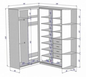 Угловой шкаф купе наполнение схемы