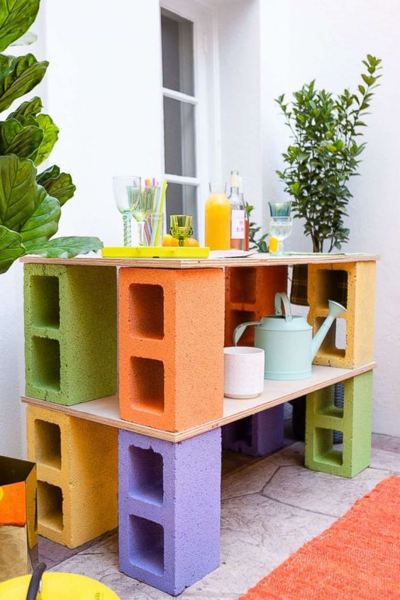 24 ideas para hacer muebles con bloques de cemento, muebles con ladrillos -  GEOCAX