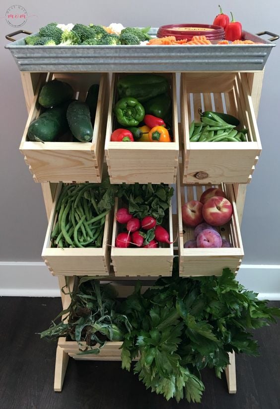 Patentar colegio Posible 14 ideas para organizar frutas y verduras, ideas con madera - GEOCAX
