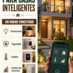 Guía visual de domótica para casas inteligentes: iluminación, seguridad, confort y control del consumo