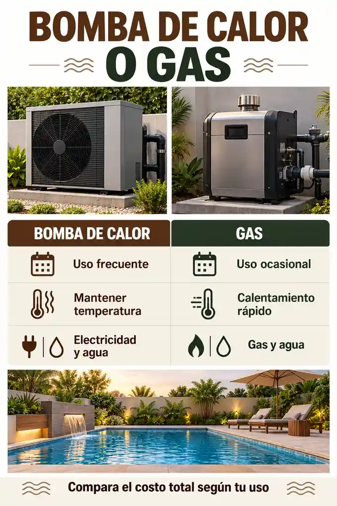 Comparación entre bomba de calor y calentador a gas según frecuencia de uso y velocidad de calentamiento