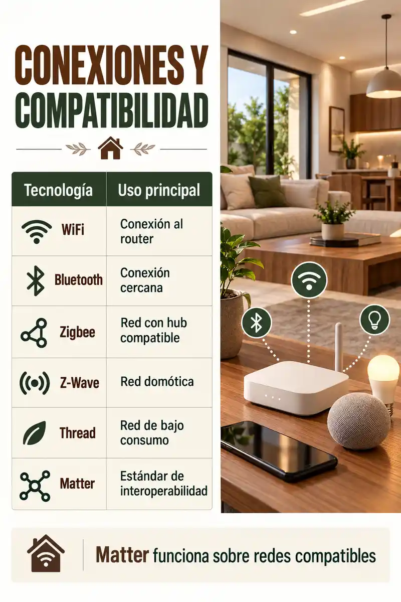 Comparación de WiFi, Bluetooth, Zigbee, Z-Wave, Thread y el estándar Matter para domótica