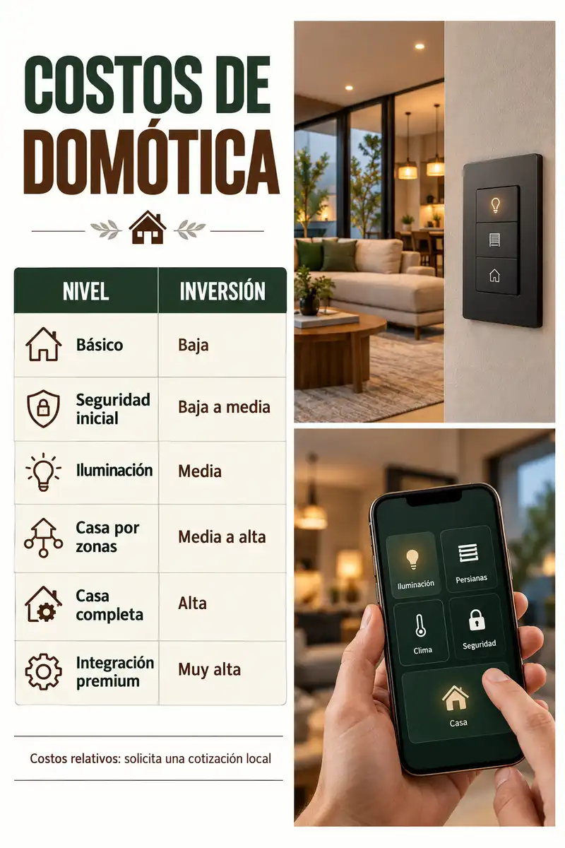 Costos relativos de domótica desde un kit básico hasta la integración de toda la casa