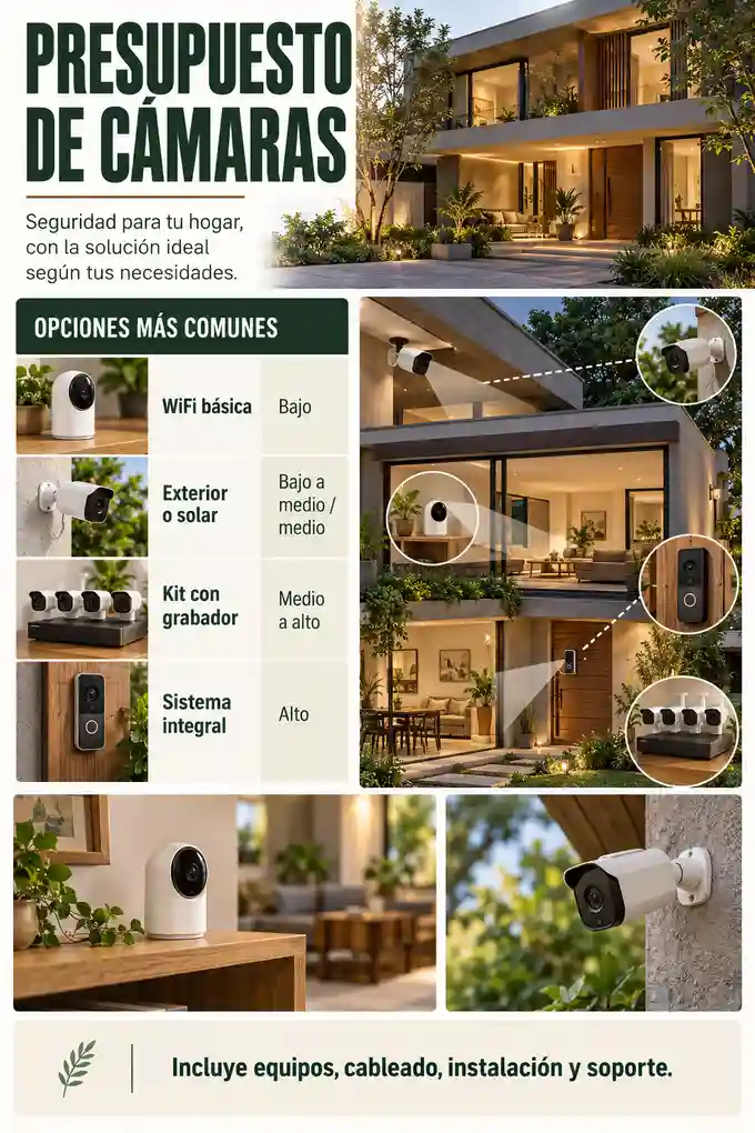 Costos relativos de cámaras básicas, equipos exteriores y sistemas con grabador e instalación