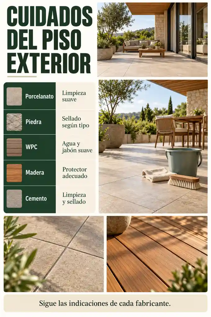 Mantenimiento de pisos de porcelanato, piedra, WPC, madera y cemento