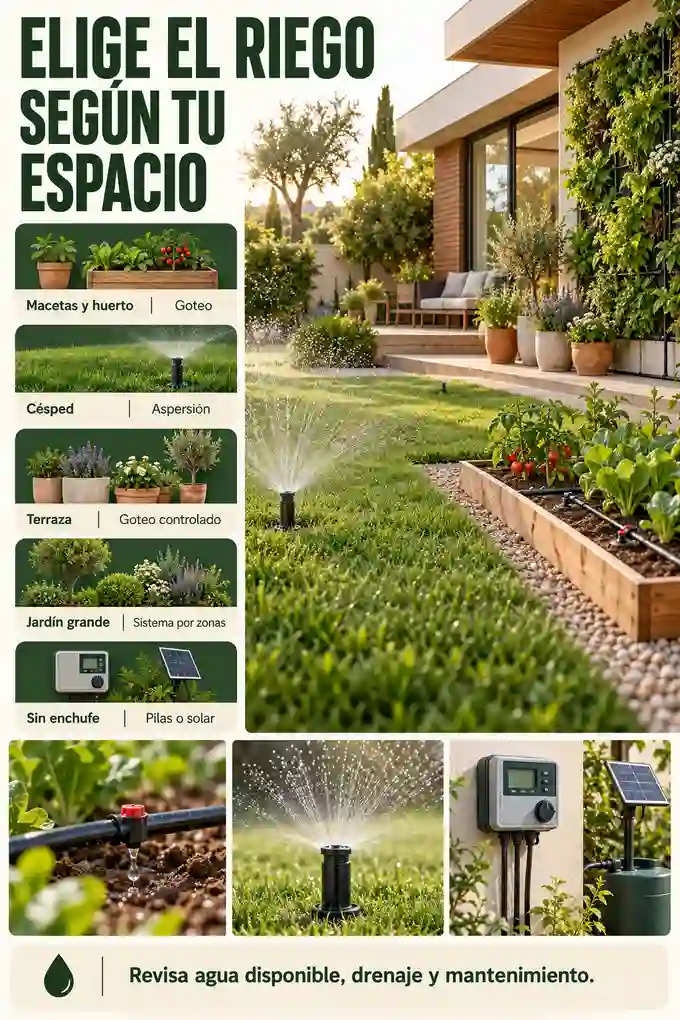 Sistema de riego recomendado para macetas, césped, huertos, terrazas y jardines grandes